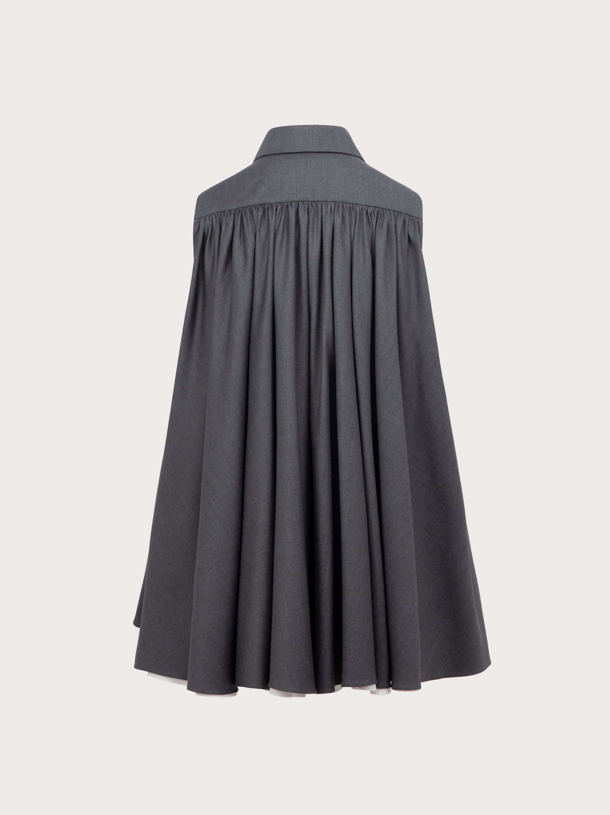 Gray dress with a collar on a white background